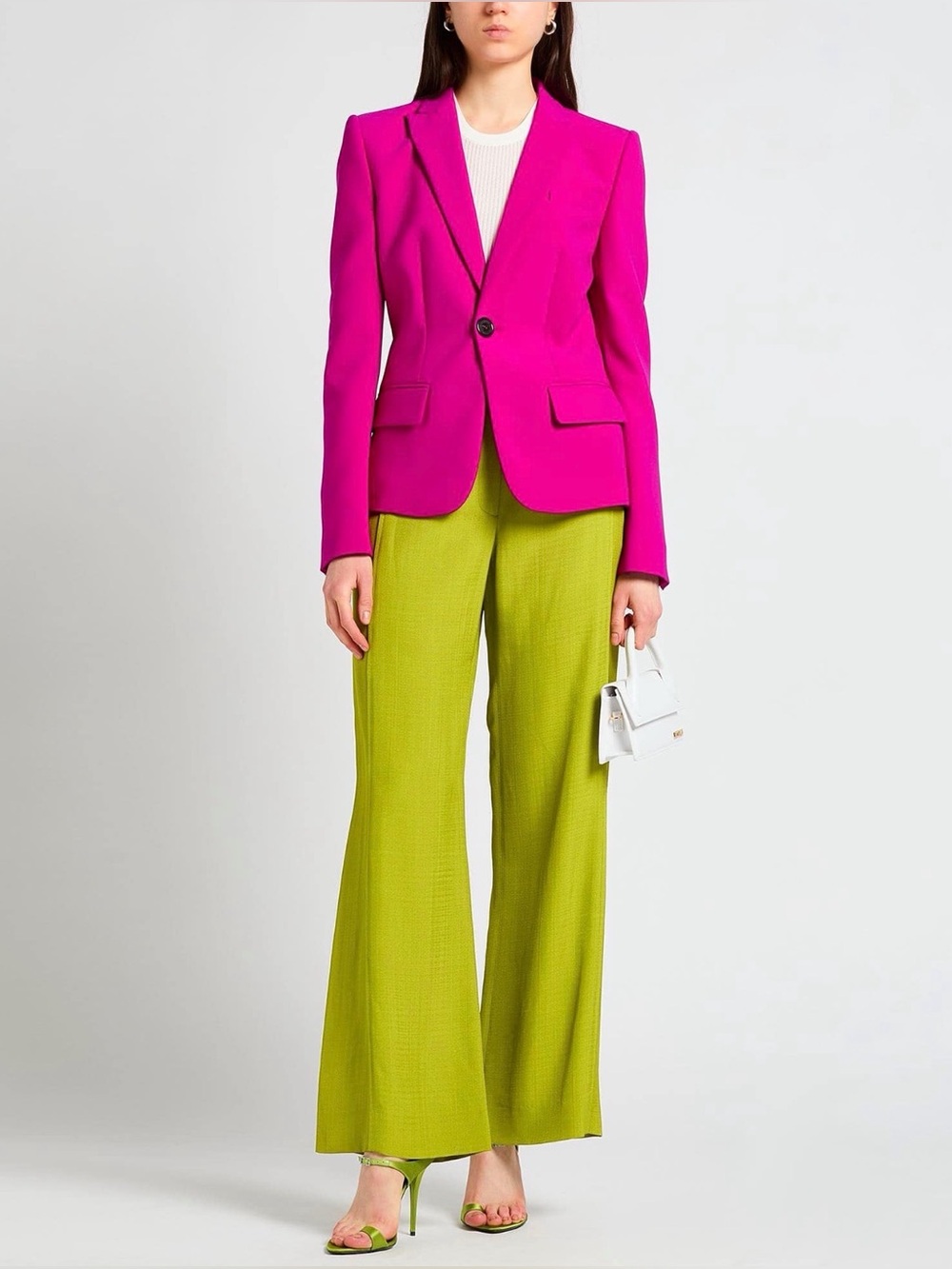 Zara wrinkled effect ZW collection wide leg pants, pistachio